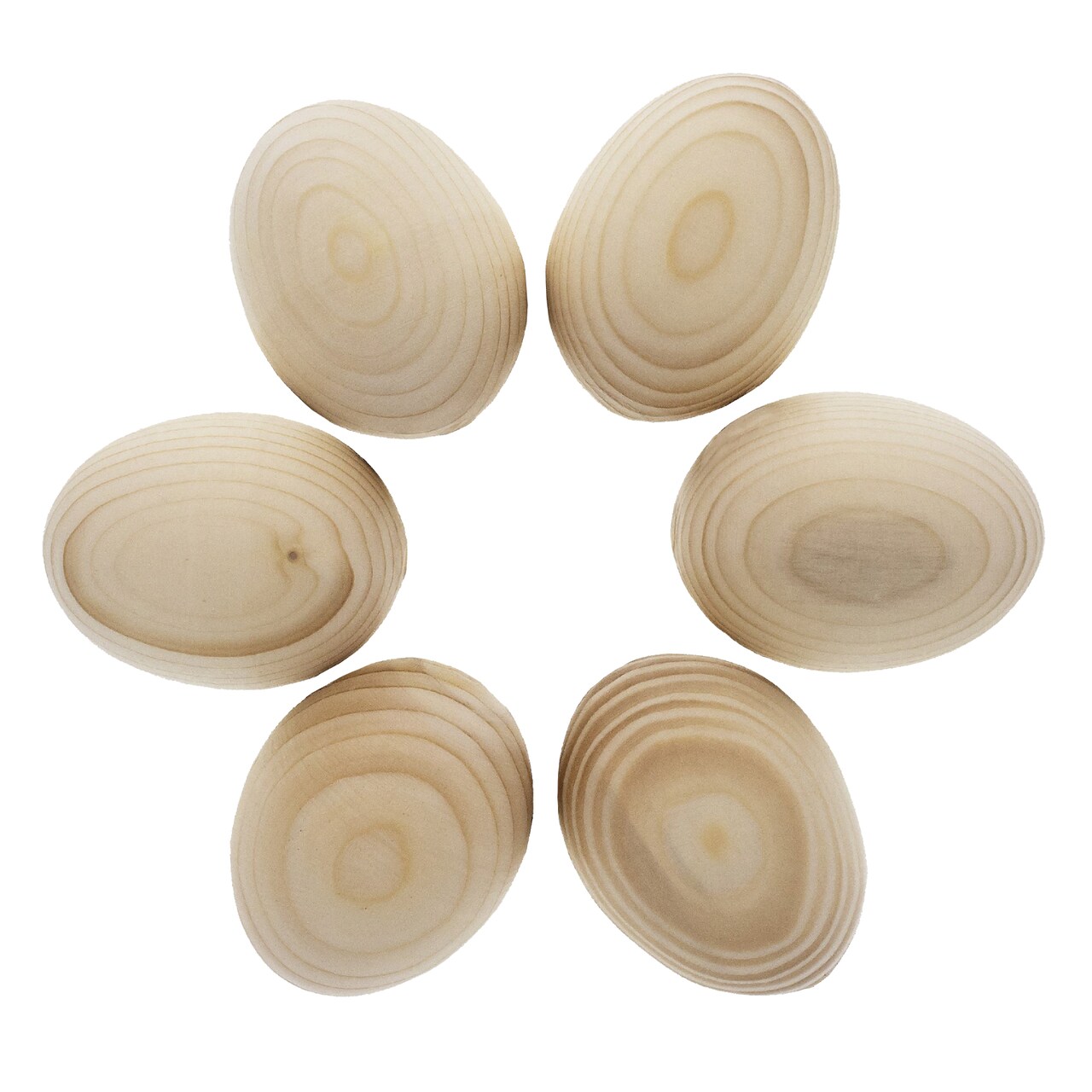 6 Unfinished Unpainted Raw Wood Ukrainian Wooden Easter Eggs DIY Craft 2.25 Inches